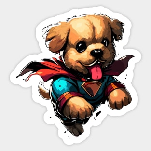 Superhero retro puppy dog Sticker